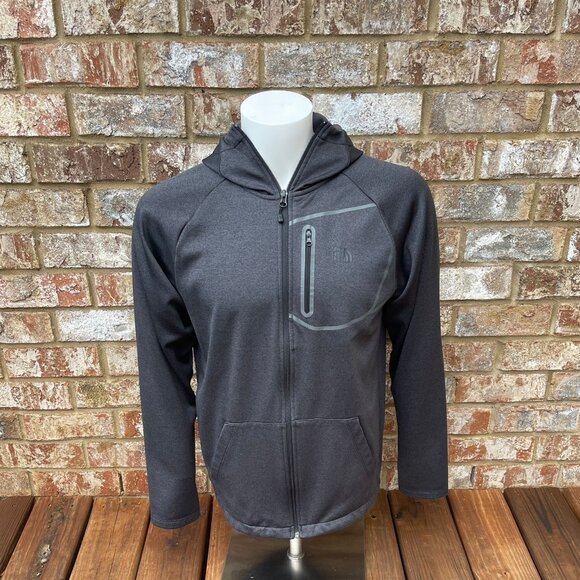 The North Face Men's Dark Gray Hooded Zip-Front Fleece Jacket Size M - Picture 1 of 7